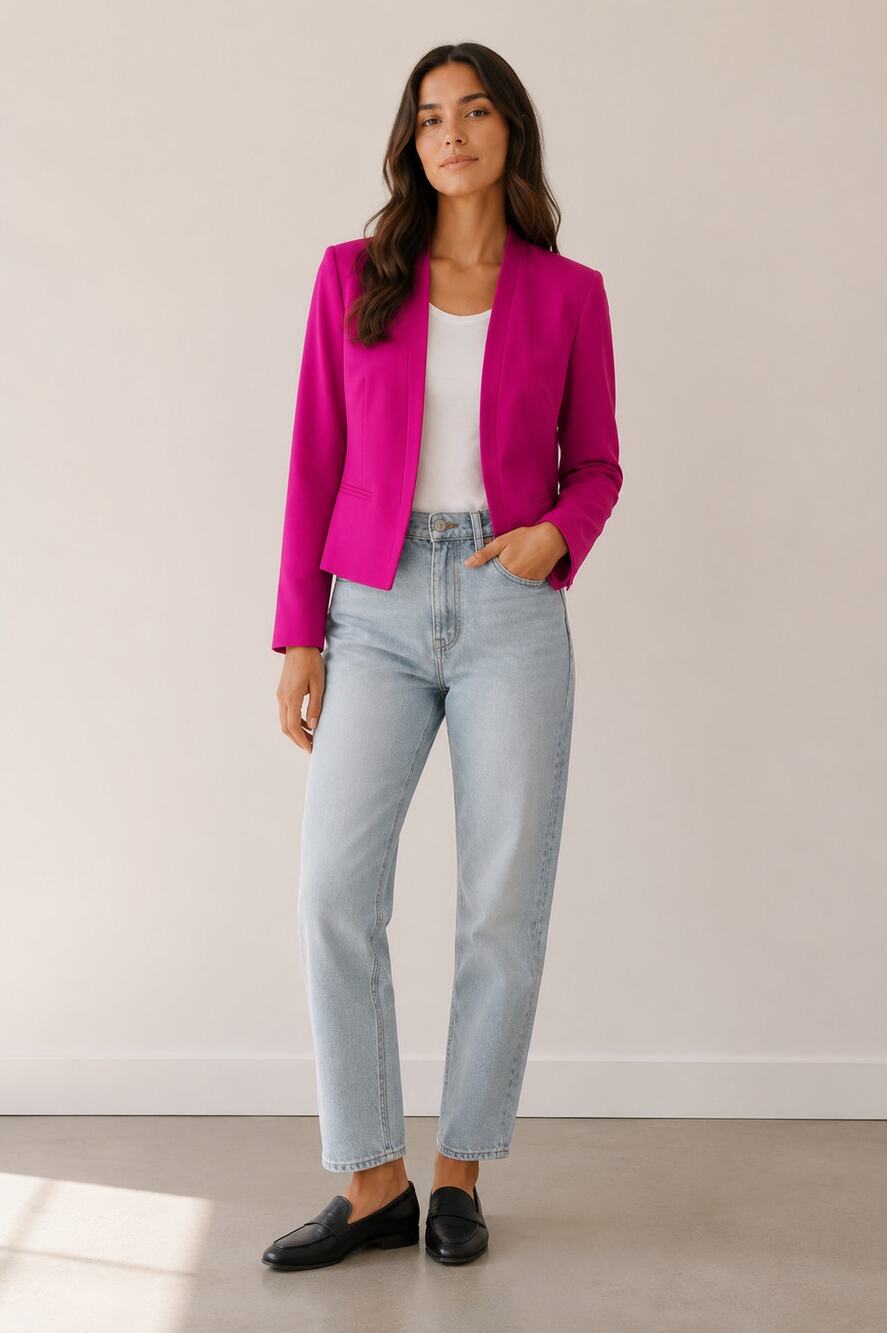 Worthington Pink Cropped Blazer Barbiecore Fitted Jacket Career Elle Woods Sz 6